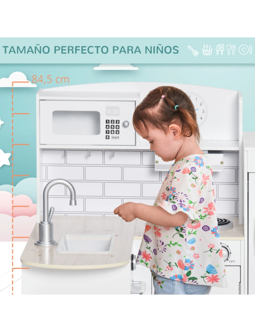 imagem de Cozinha de Brinquedo 86x64x84.5cm cor branco 350-079WT4