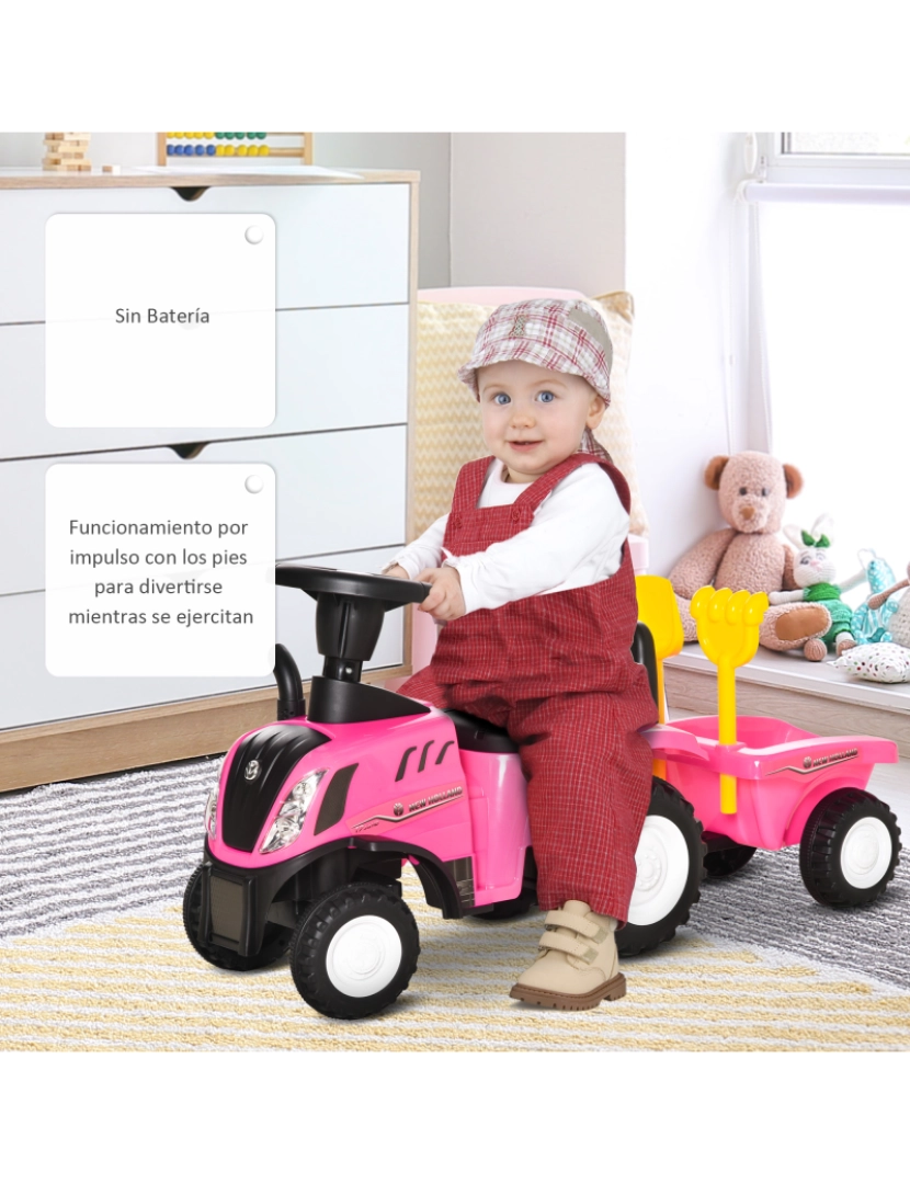 imagem de Trator com Reboque Infantil 91x29x44cm cor rosa 370-173PK7