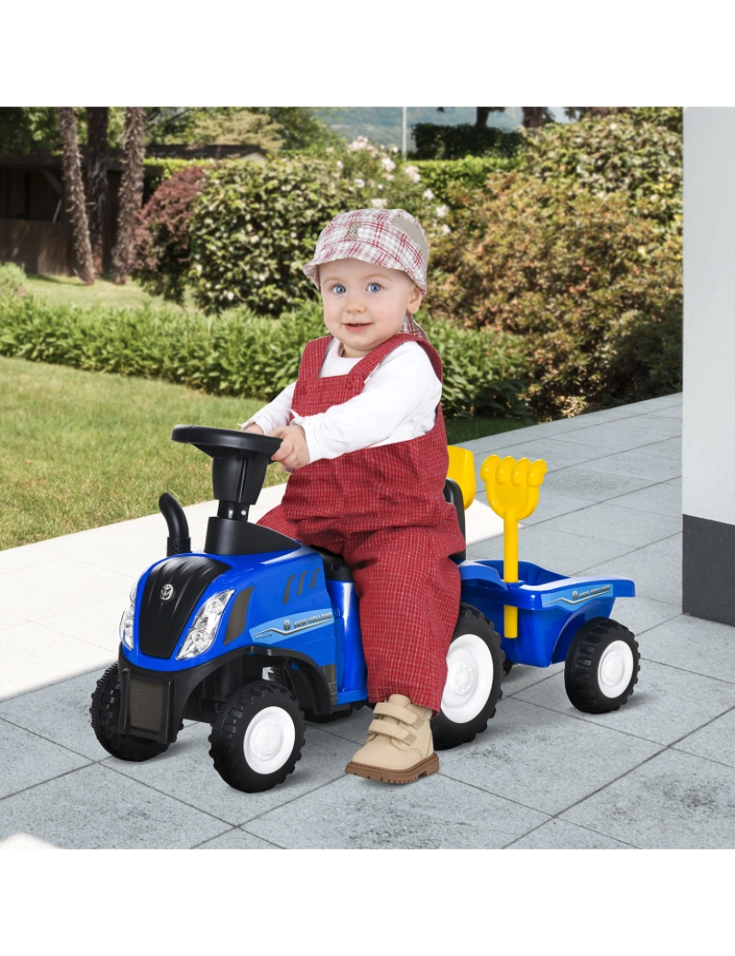imagem de Trator com Reboque Infantil 91x29x44cm cor azul 370-173BU2