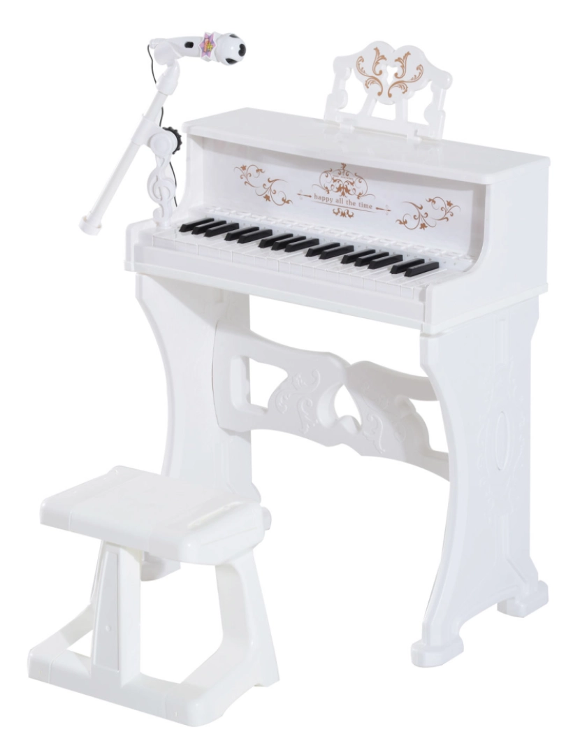 Homcom - Piano infantil 53,5x27x63cm cor branco 390-007WT