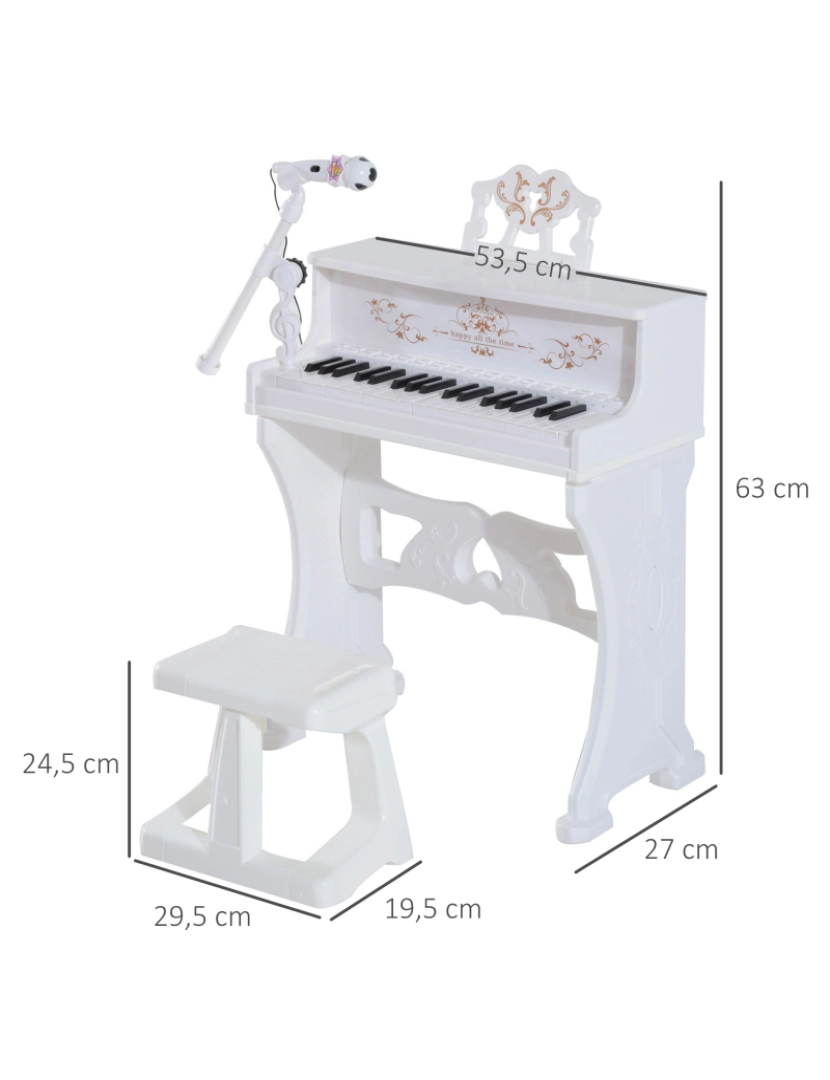 Homcom crianças piano 37 teclas teclado eletrônico jogo de piano