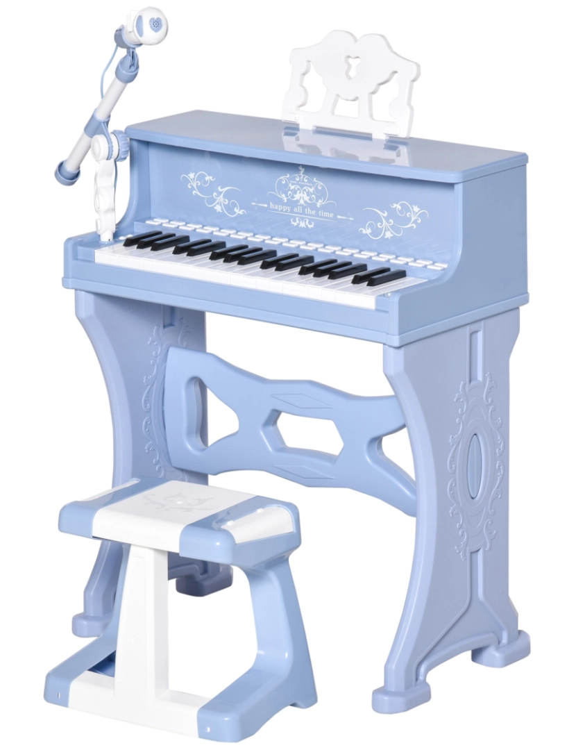 Homcom - Piano infantil 53,5x27x63cm cor azul 390-007BU