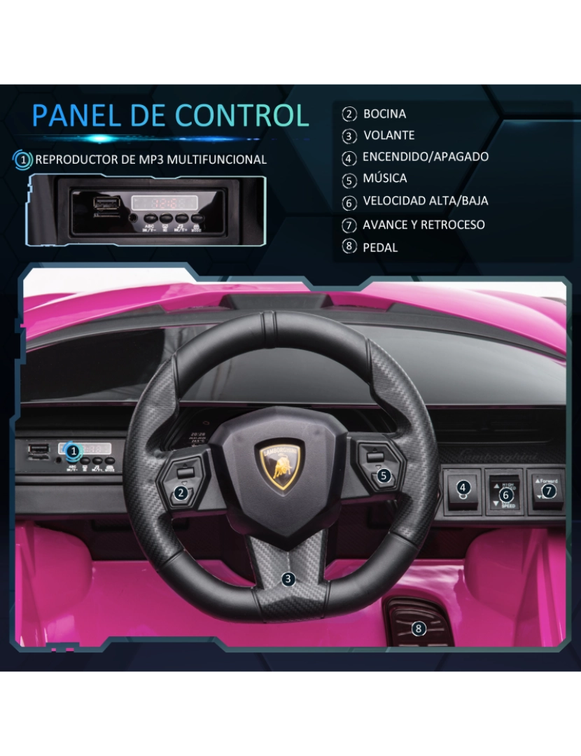 imagem de Carro Elétrico para Crianças 108x62x40cm cor rosa 370-171V90PK5