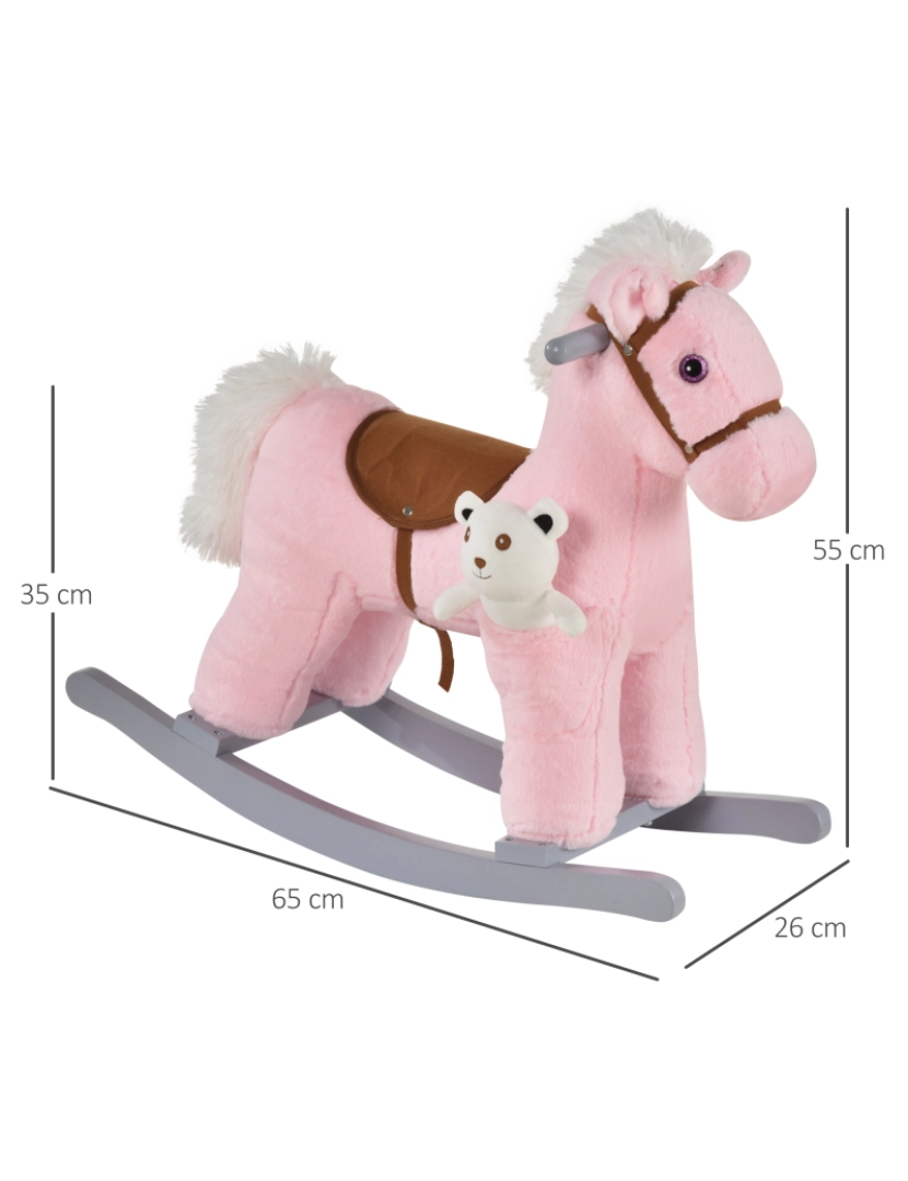imagem grande de Cavalo Baloiço para Crianças 65x26x55cm cor rosa 330-118PK3