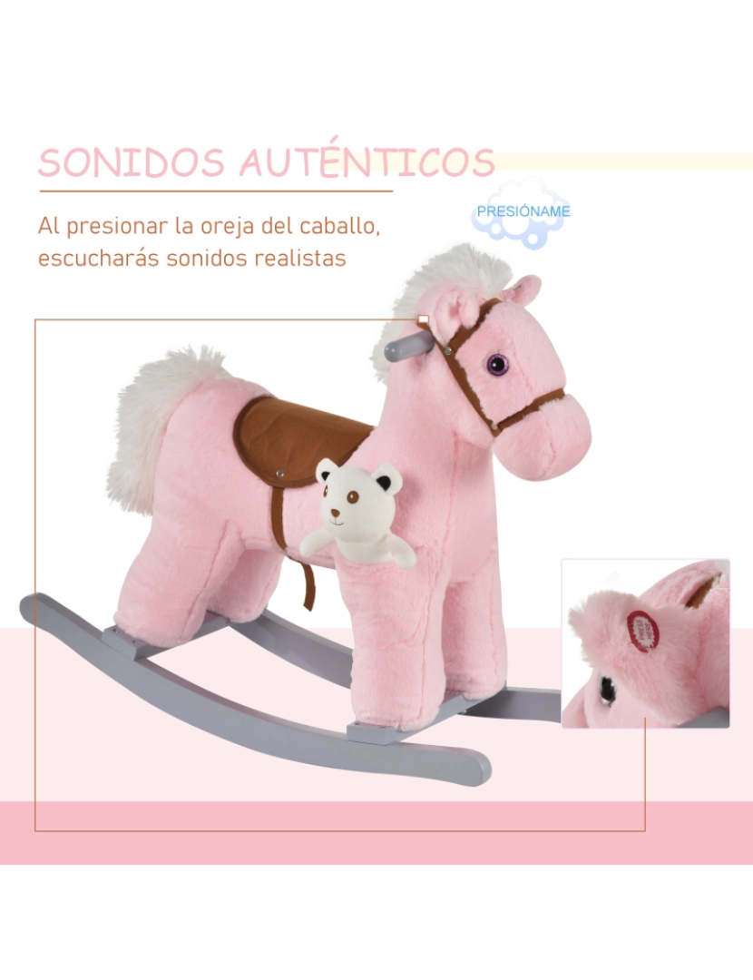 imagem grande de Cavalo Baloiço para Crianças 65x26x55cm cor rosa 330-118PK4