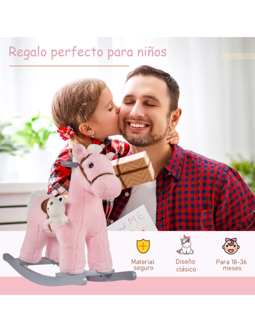 imagem de Cavalo Baloiço para Crianças 65x26x55cm cor rosa 330-118PK7