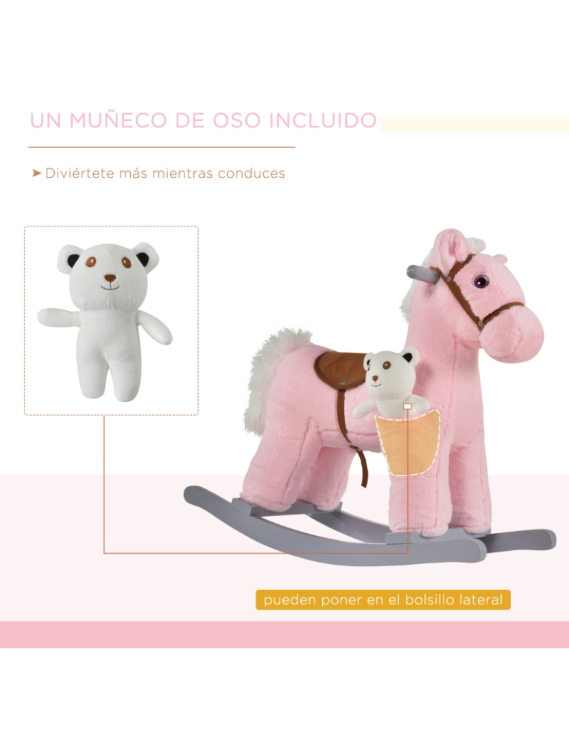imagem de Cavalo Baloiço para Crianças 65x26x55cm cor rosa 330-118PK8