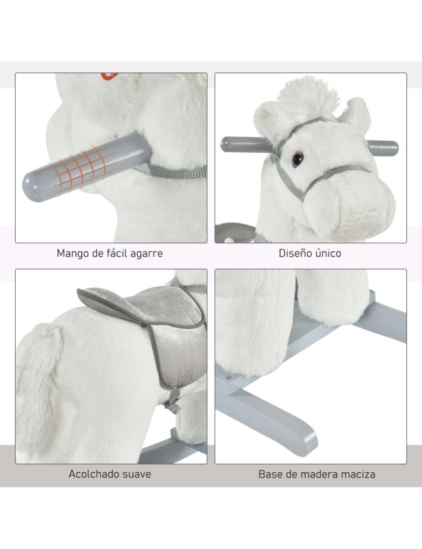 imagem de Cavalo Baloiço para Crianças 65x26x55cm cor branco 330-118WT6
