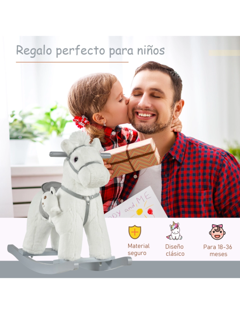 imagem de Cavalo Baloiço para Crianças 65x26x55cm cor branco 330-118WT7