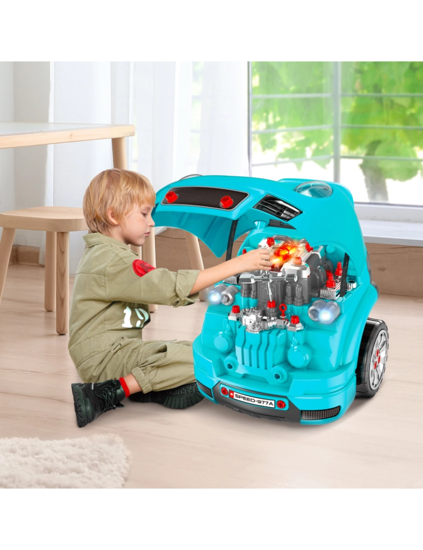 imagem de Motor de Caminhão para Crianças 40x39x47cm cor azul-turquesa 350-1282