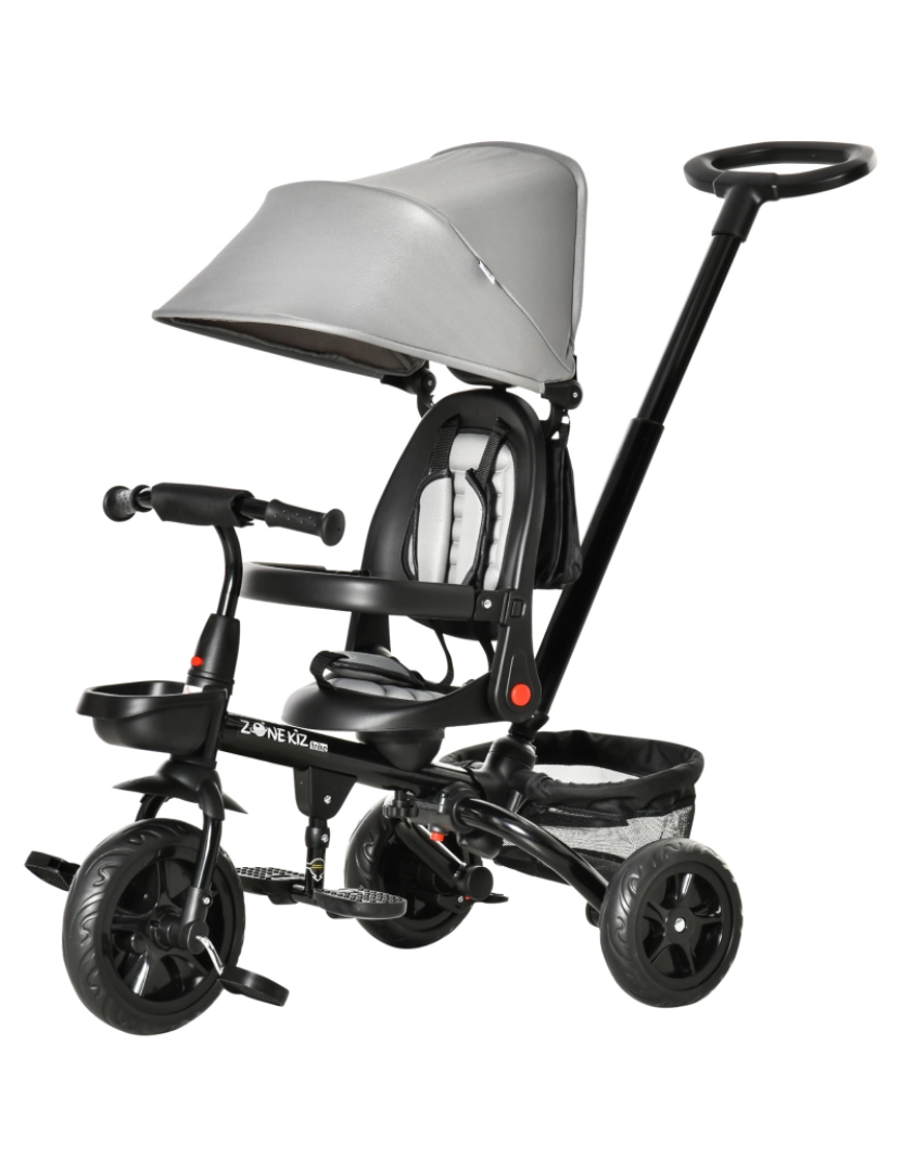 Homcom - Triciclo para Bebé 111.5x52x98cm cor cinzento 370-198GY
