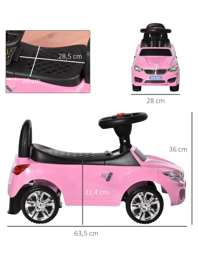 imagem grande de Carro Andador para Crianças 63.5x28x36cm cor rosa 370-201PK3