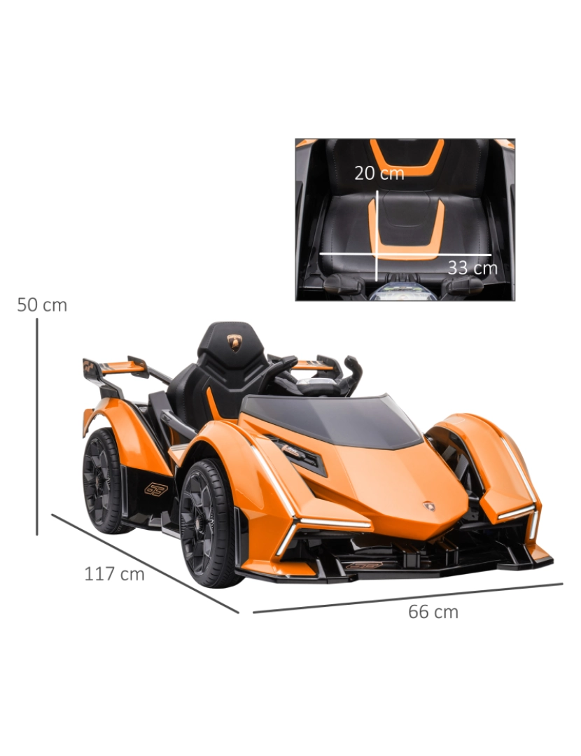 imagem de Carro Elétrico Infantil 117x66x50cm cor laranja 370-204V90OG3