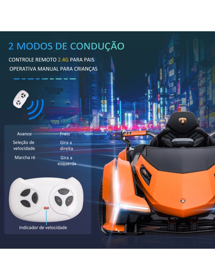 imagem de Carro Elétrico Infantil 117x66x50cm cor laranja 370-204V90OG6