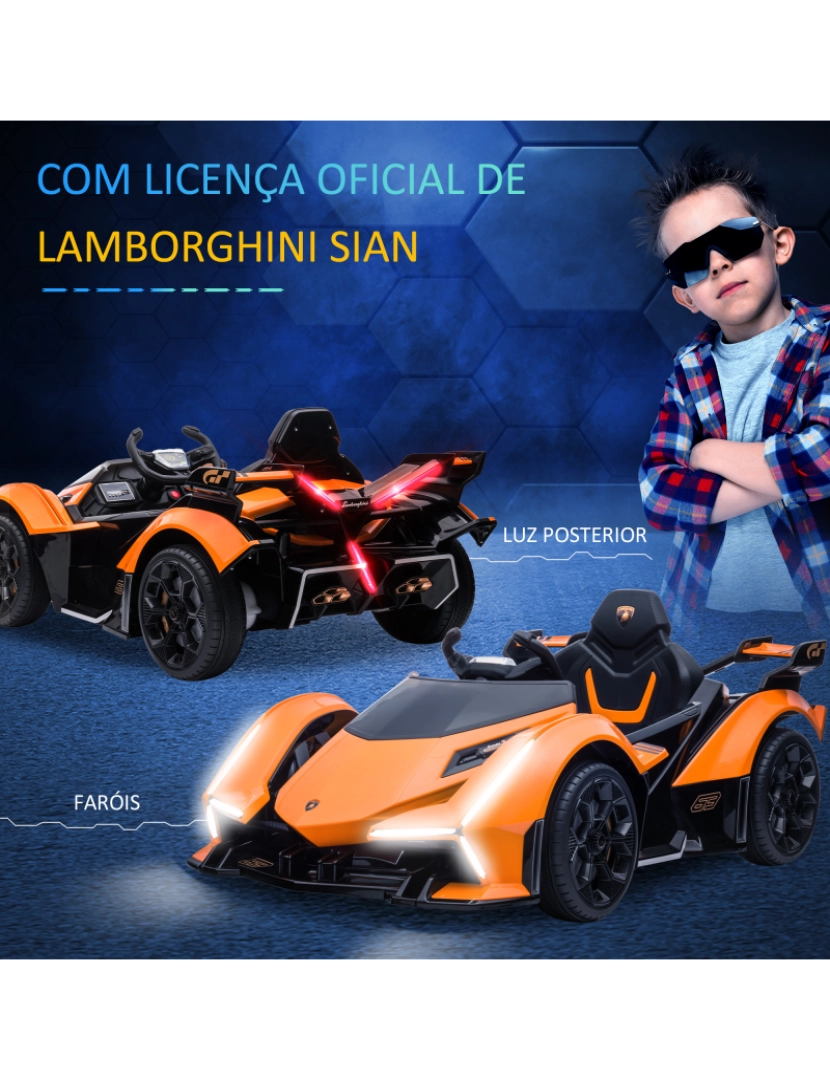 imagem de Carro Elétrico Infantil 117x66x50cm cor laranja 370-204V90OG7