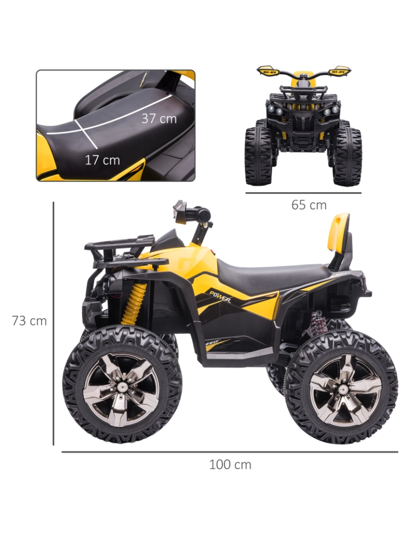 imagem grande de Quadriciclo Elétrico Infantil 100x65x73cm cor amarelo 370-170V90YL3