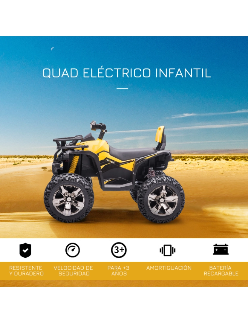 imagem de Quadriciclo Elétrico Infantil 100x65x73cm cor amarelo 370-170V90YL4