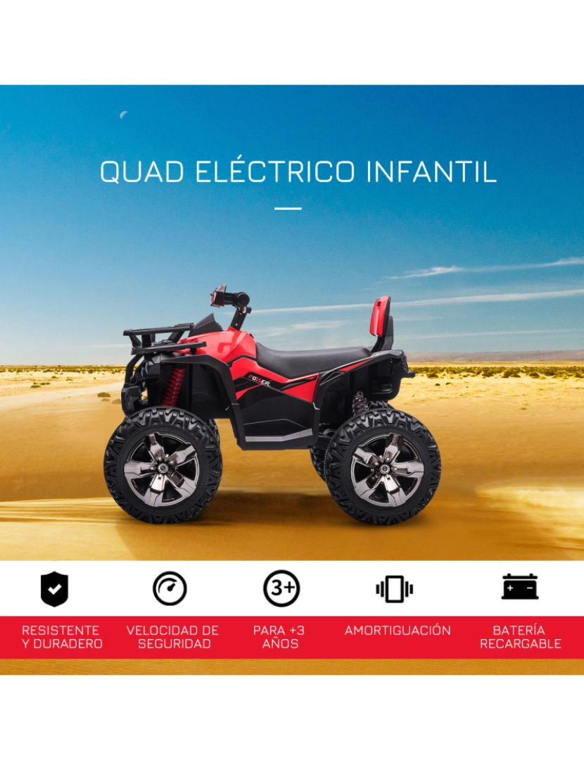 imagem grande de Quadriciclo Elétrico Infantil 100x65x73cm cor vermelho 370-170V90RD4