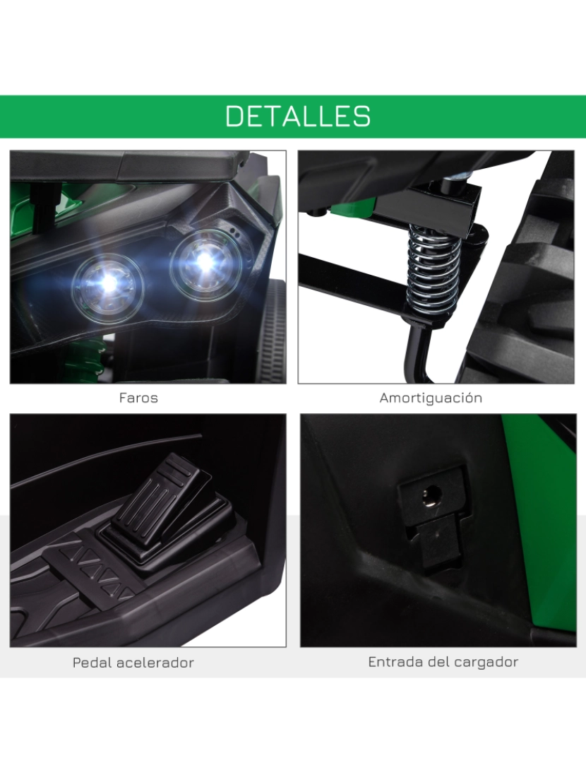 imagem de Quadriciclo Elétrico Infantil 100x65x73cm cor verde 370-170V90GN6