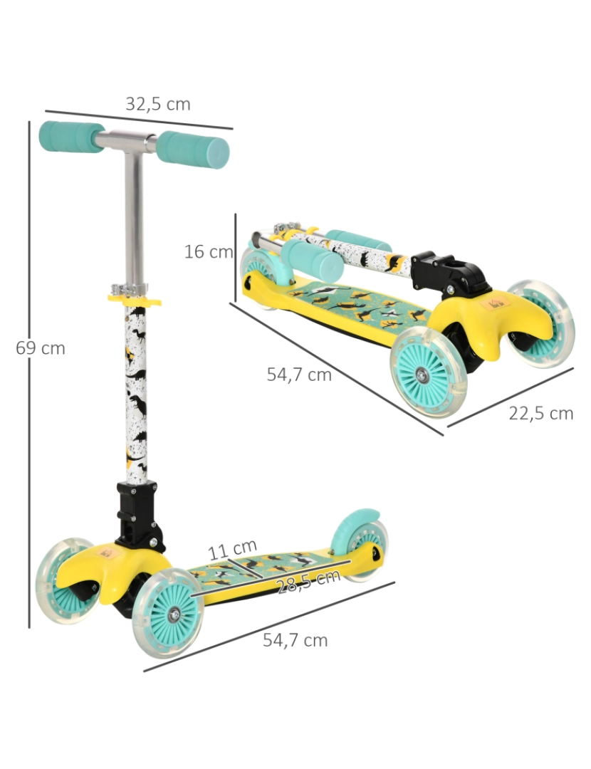 imagem de Trotinete para Crianças 54.7x32.5x69cm cor amarelo 371-034YL3