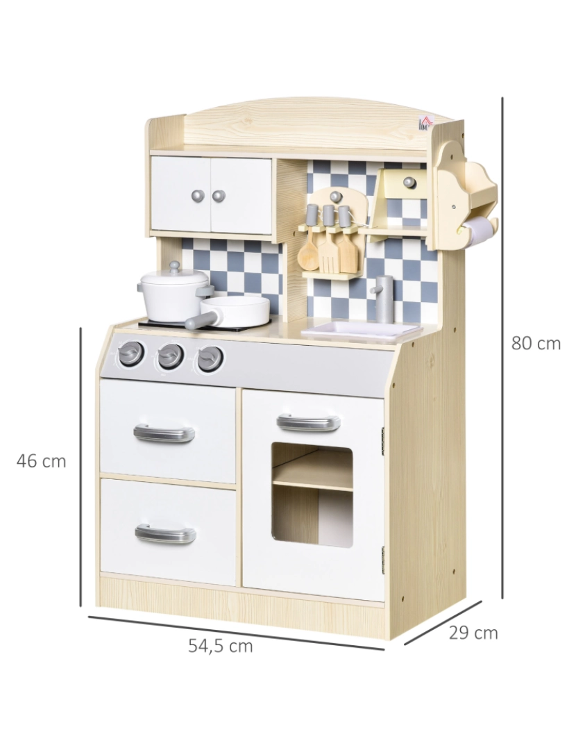 imagem de Cozinha Infantil de Madeira 54.5x29x80cm cor cor de madeira natural 350-1073