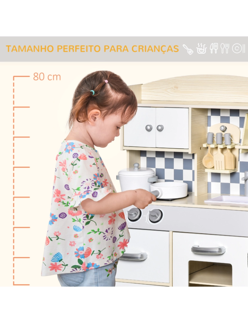 imagem de Cozinha Infantil de Madeira 54.5x29x80cm cor cor de madeira natural 350-1077