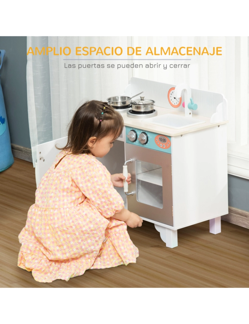 imagem grande de Cozinha infantil de Madeira 57x28x55cm cor branco 350-1056