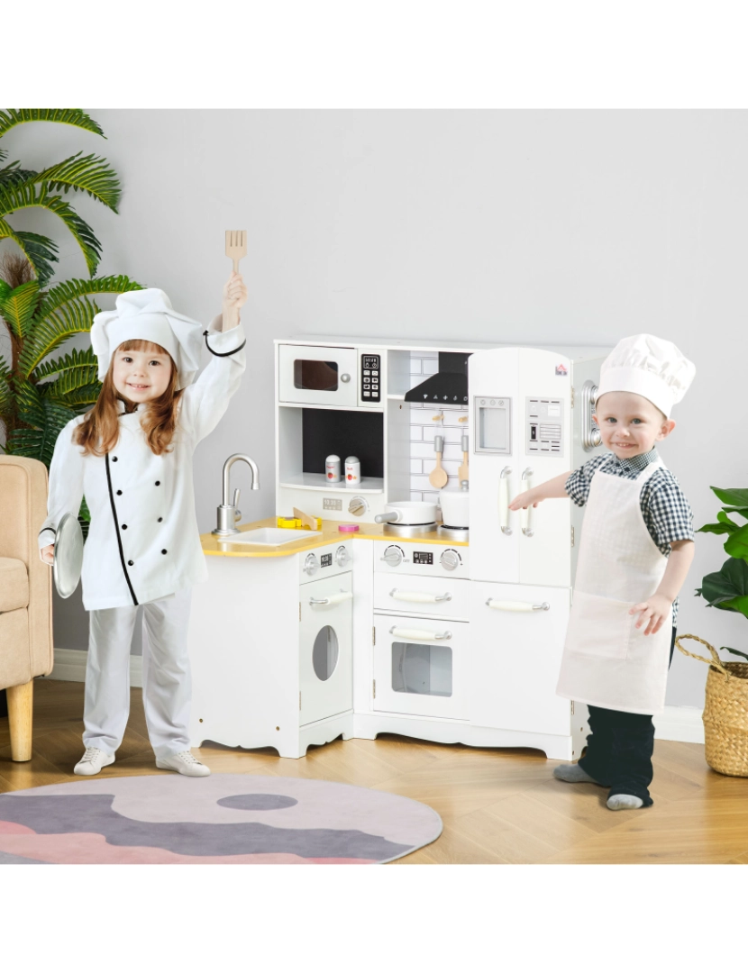 imagem de Cozinha Infantil de Madeira 82x65x87cm cor branco 350-10611