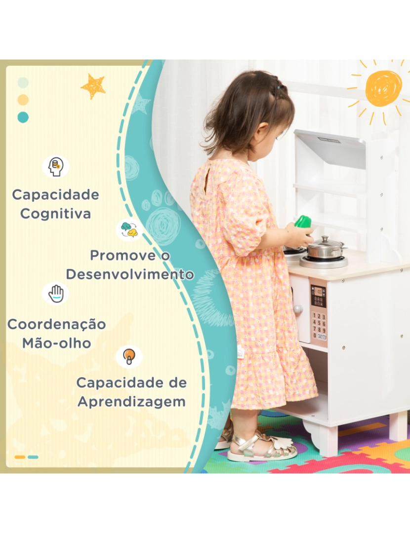 imagem grande de Cozinha Infantil de Madeira 42x29x76cm cor cor de madeira natural 350-1034