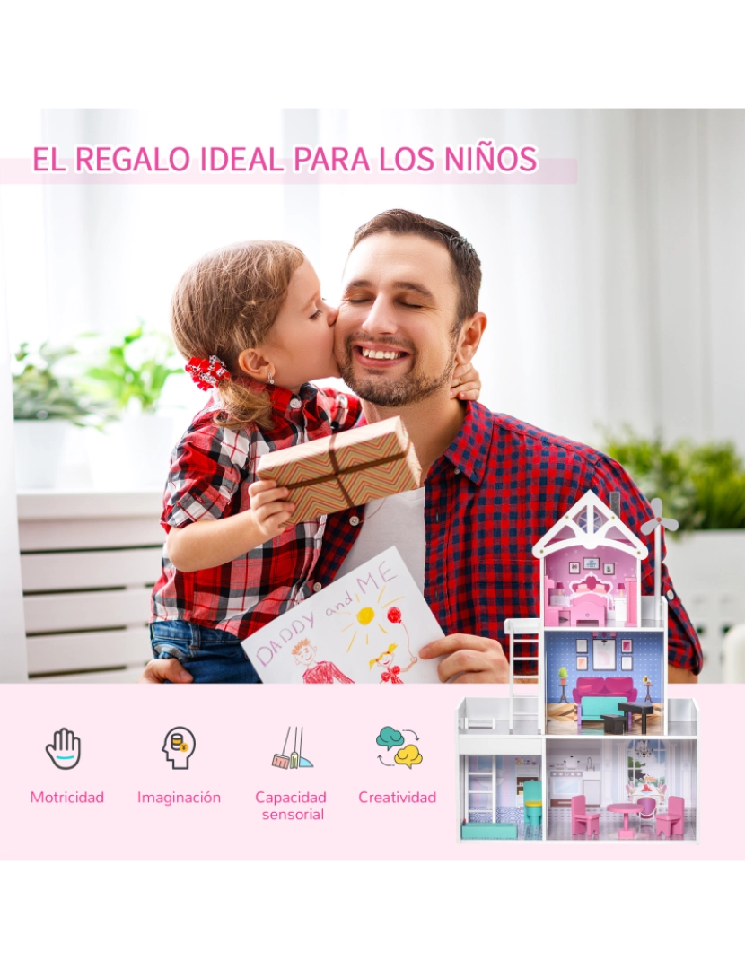 imagem de Casa de Bonecas 60x29x85cm cor rosa 350-1087