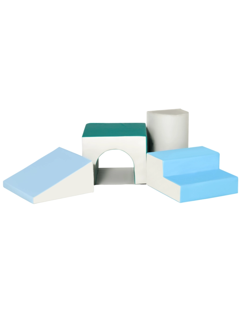 imagem de Conjunto de 4 Blocos de Espuma 150x50x39cm cor cinza claro, azul e verde 3D0-0091