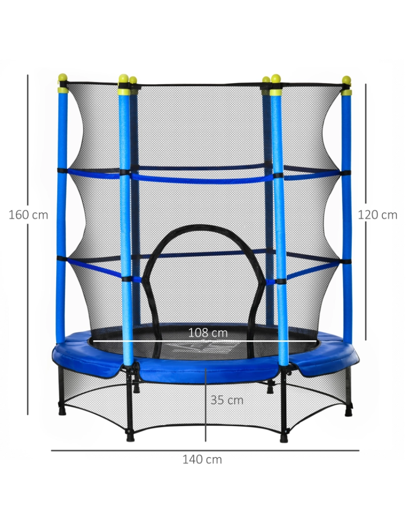 imagem de Trampolim para Crianças 140x140x160cm cor azul 342-008V01BU3