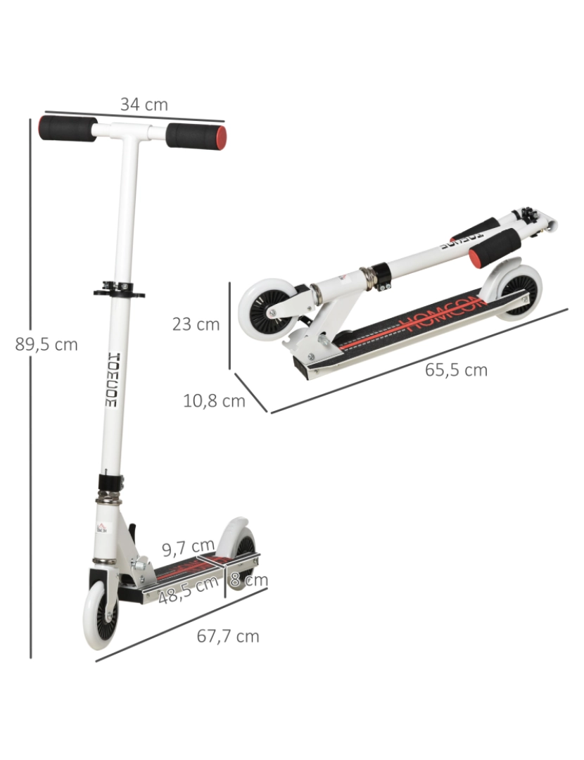 imagem de Trotinete para Crianças 67.7x34x89.5cm cor branco 371-036WT3