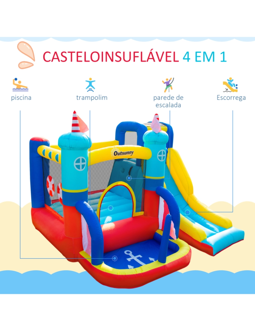 imagem de Castelo Insuflável 265x260x200cm cor multicor 342-054V904