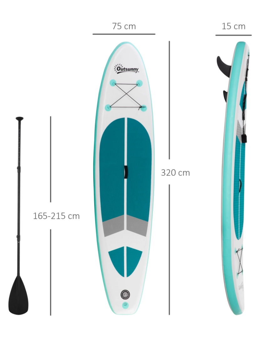 imagem de Prancha de Paddle Surf Inflável 320x76x15cm cor azul-turquesa A33-0213