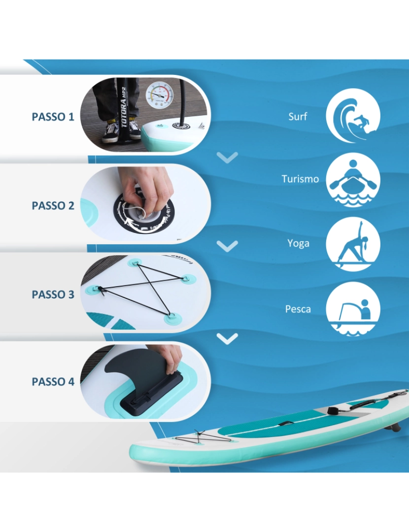 imagem de Prancha de Paddle Surf Inflável 320x76x15cm cor azul-turquesa A33-0216