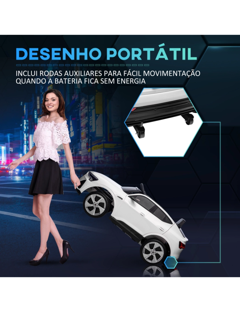 imagem de Carro Elétrico para Crianças 108x60x47cm cor branco 370-172V90WT8