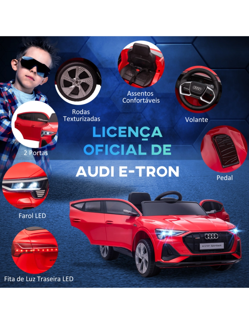 imagem de Carro Elétrico para Crianças 108x60x47cm cor vermelho 370-172V90RD7
