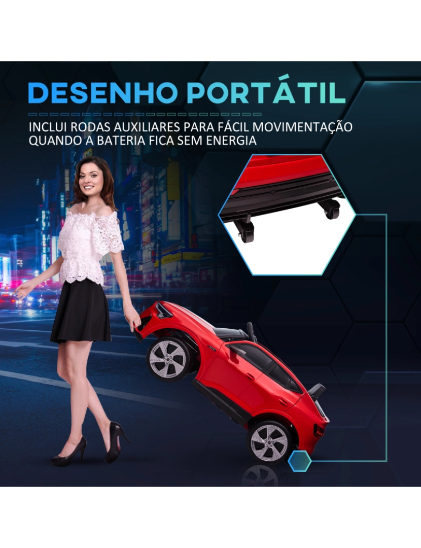 imagem de Carro Elétrico para Crianças 108x60x47cm cor vermelho 370-172V90RD8