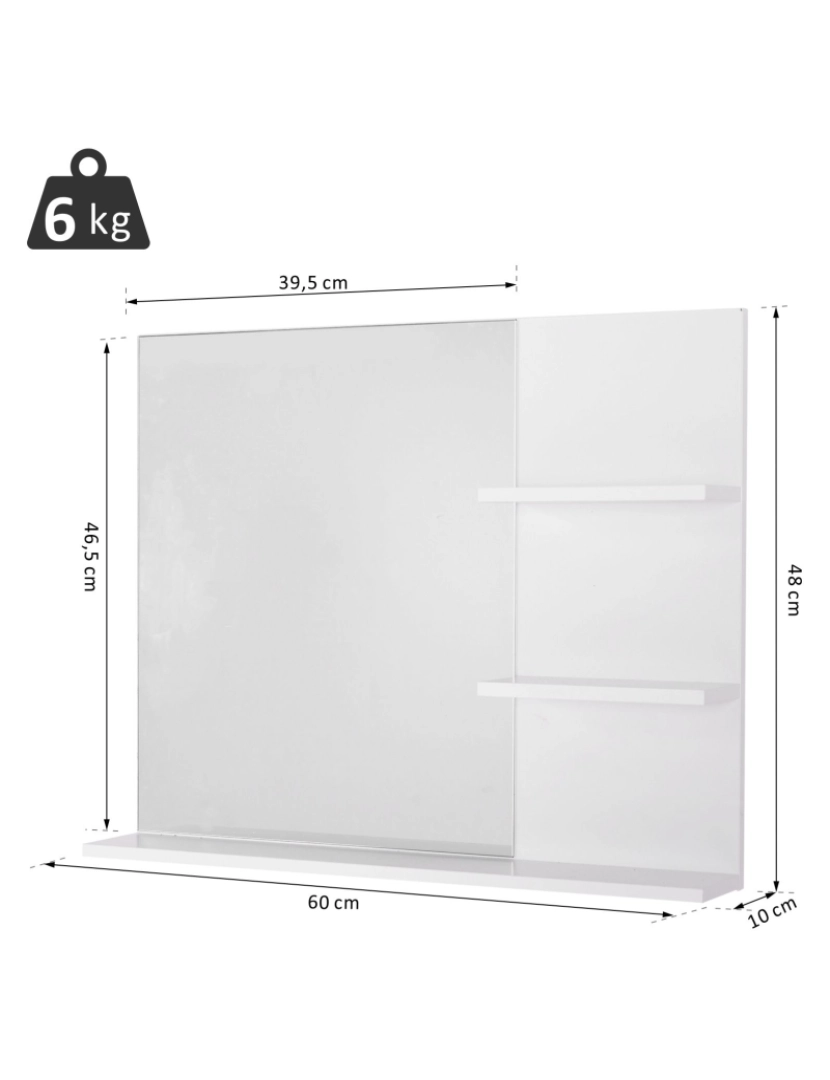 imagem grande de Espelho 60x10x48cm cor branco 834-2073