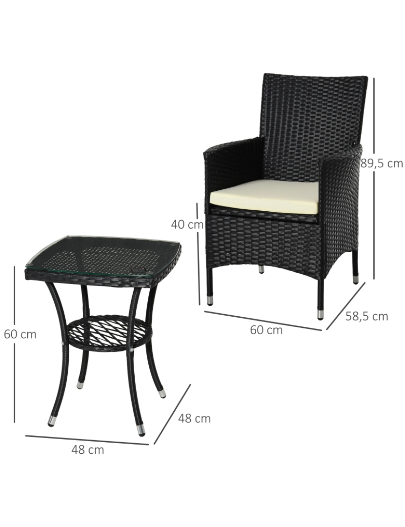 imagem de Conjunto de Cadeiras e Mesa 60x58,5x89,5cm cor preto 863-027BK3
