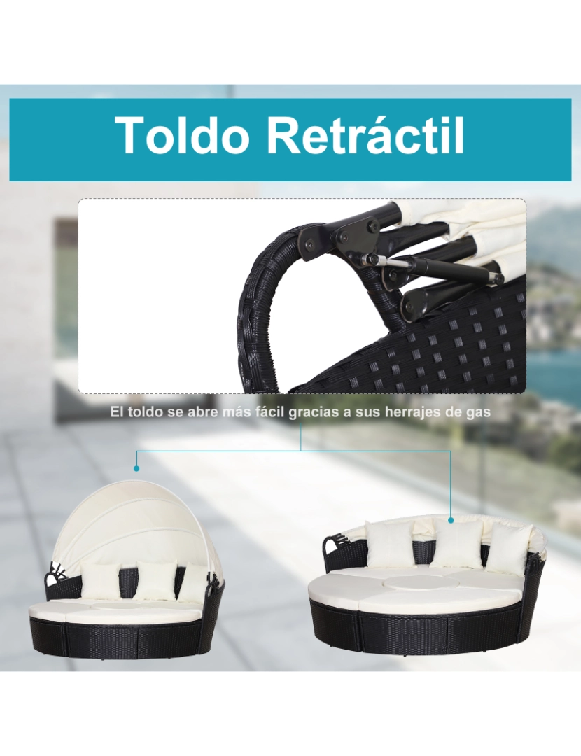 imagem de Conjunto de Vime Modular 175x180x147cm cor preto e bege 862-021BK6