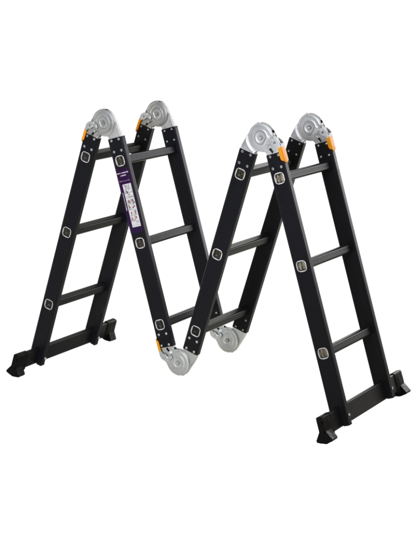 Durhand - Escada de alumínio dobrável 370cmx61cmx11cm cor preto B72-029
