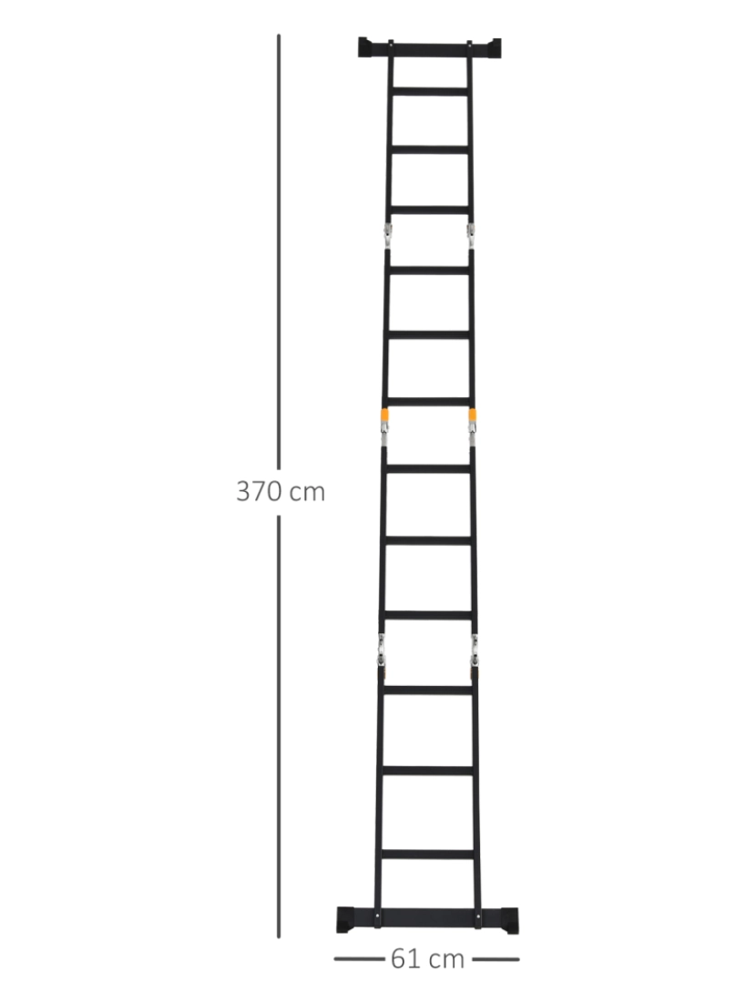 imagem de Escada de alumínio dobrável 370cmx61cmx11cm cor preto B72-0293