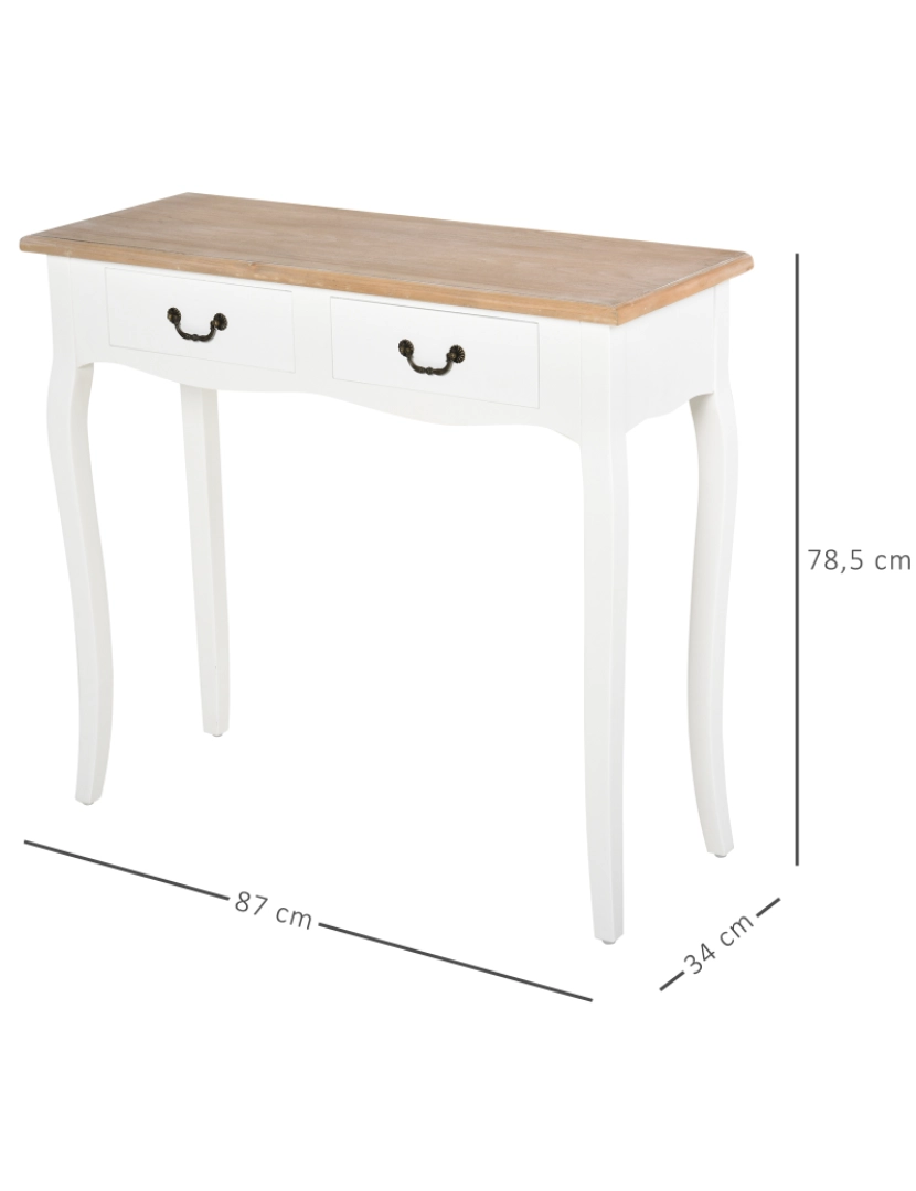 imagem de Mesa Consola 87x34x78,5cm cor branco e madeira 837-0493