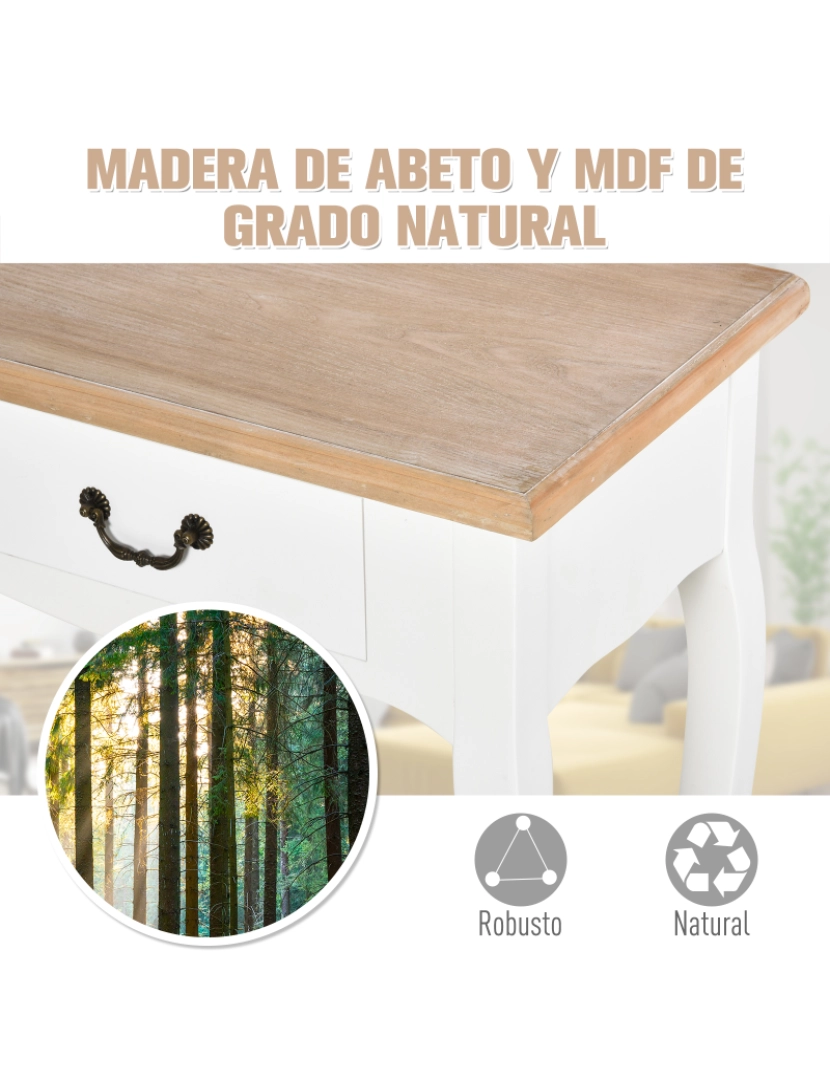 imagem de Mesa Consola 87x34x78,5cm cor branco e madeira 837-0495