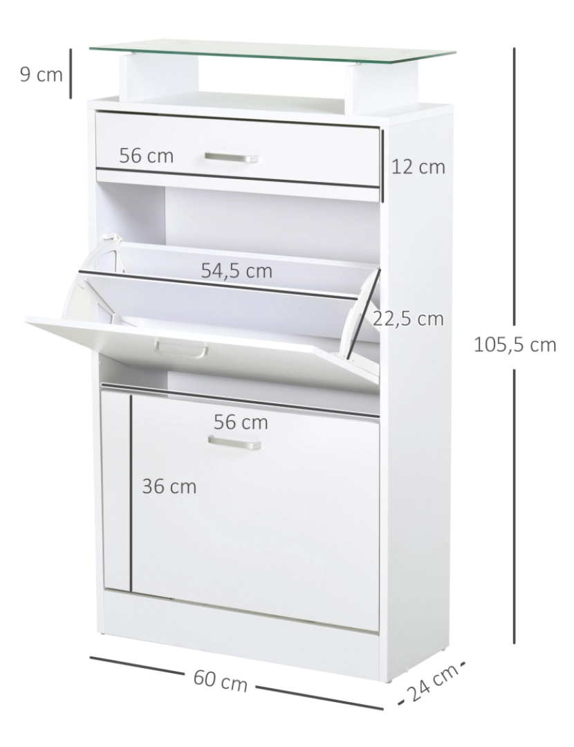 imagem de Móvel Sapateiro 60x24x105,5cm cor branco 837-069WT3