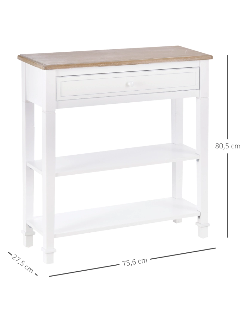 imagem de Tabela de console 75,6x27,5x80,5cm cor branco 837-0463