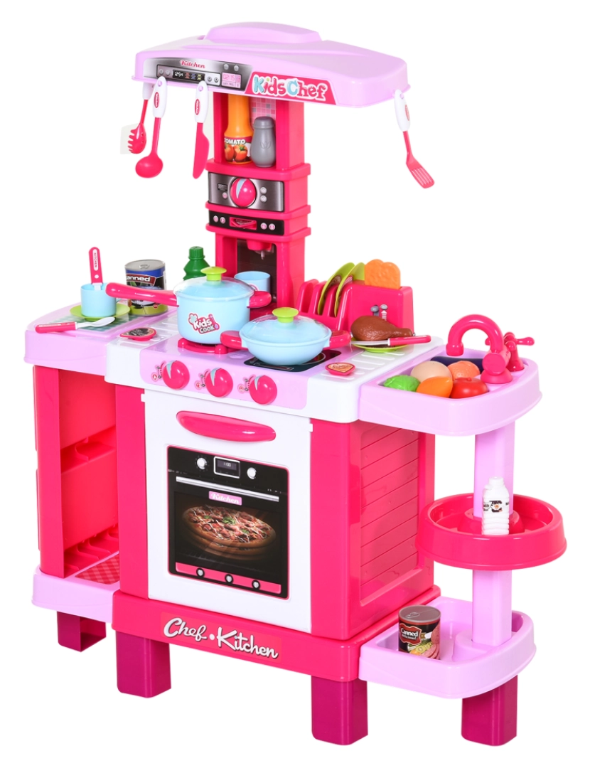 Homcom - Cozinha Infantil 78x29x87cm cor rosa 350-047