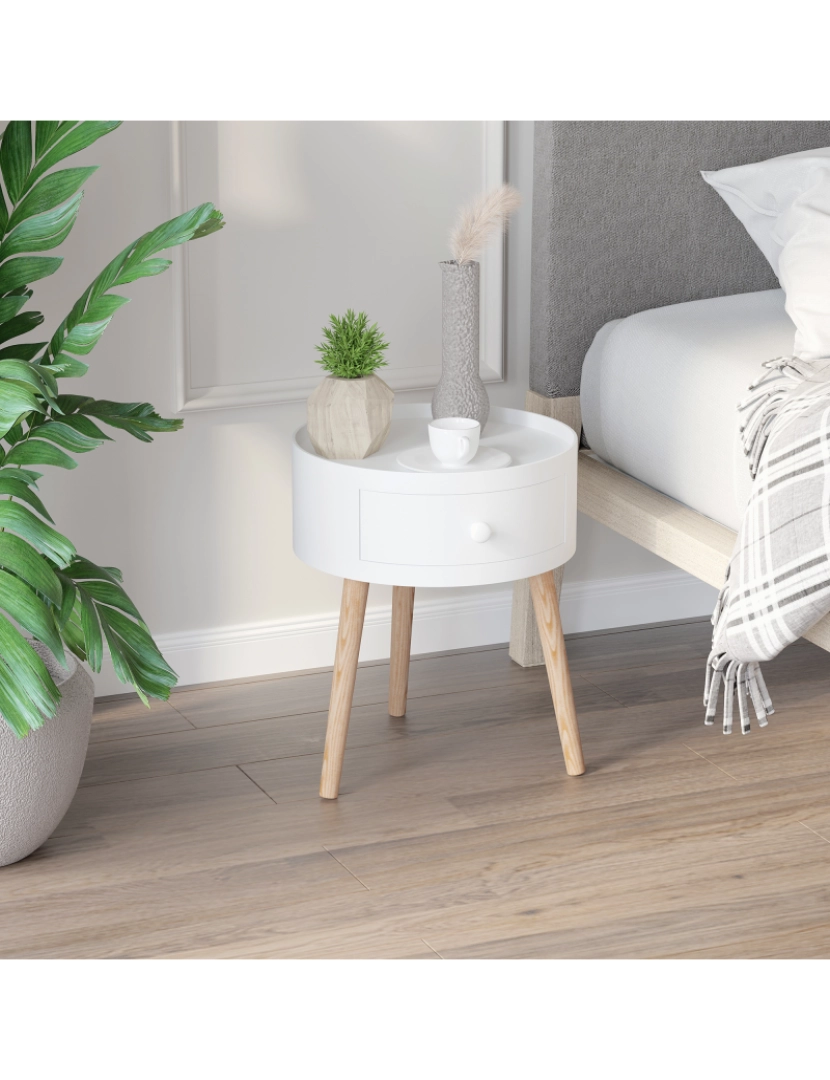 imagem de Mesa de Cabeceira Ø38x45cm cor branco 833-3632